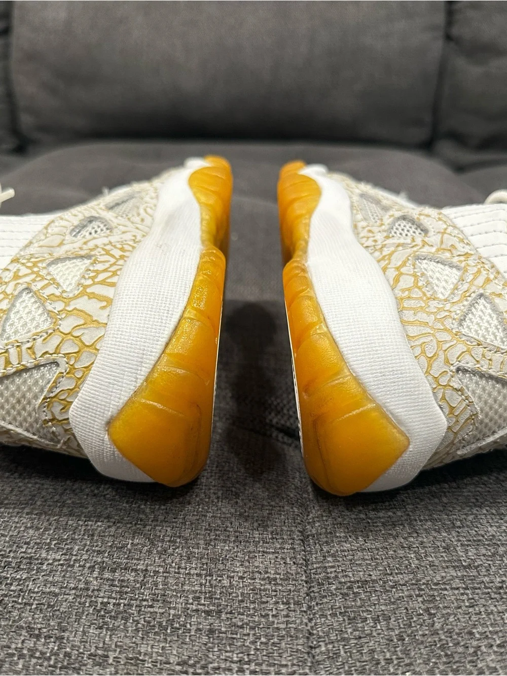 Jordan Retro Classic Boys Size 5  White and Yellow Low-Top Sneakers